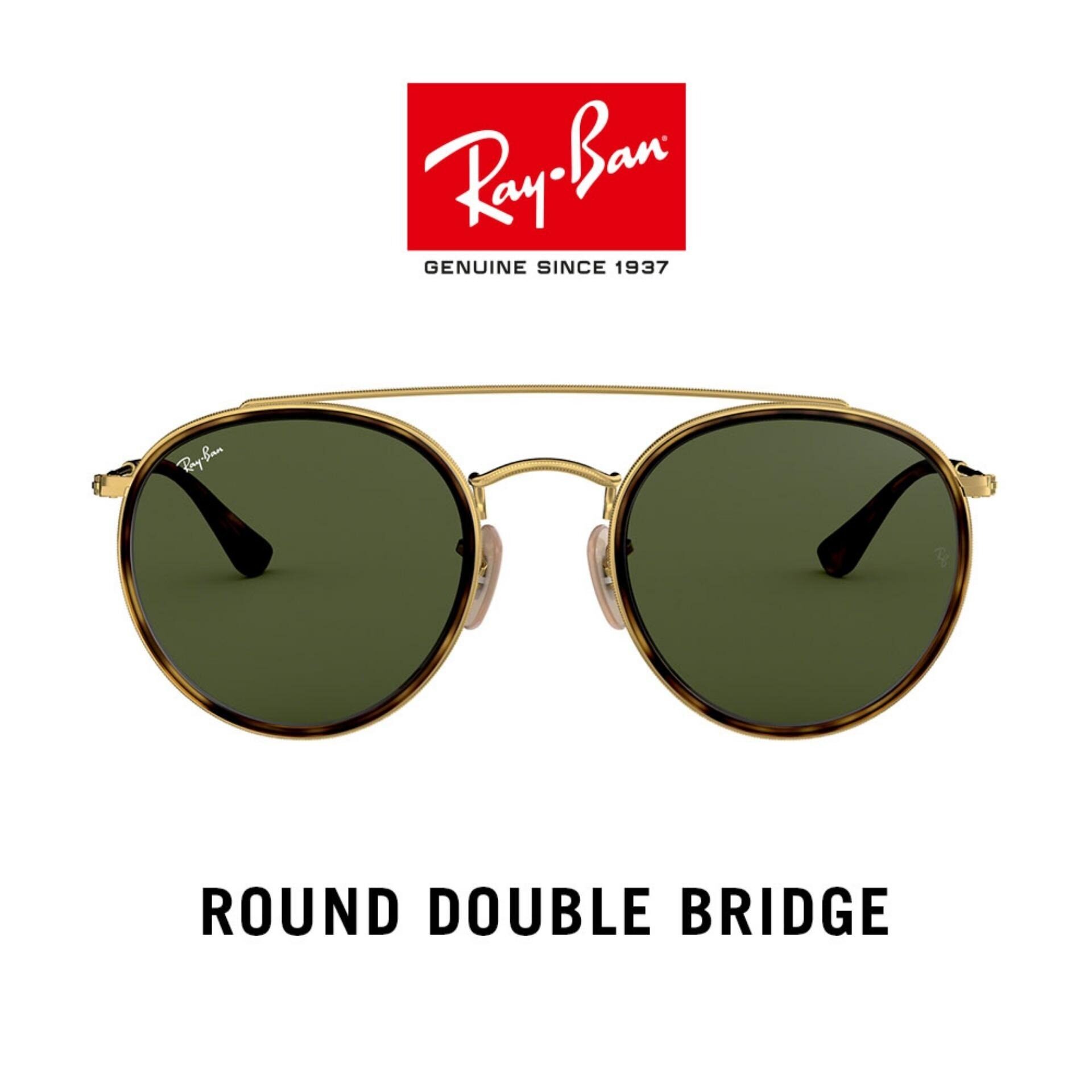Ray-Ban Round Double Bridge - RB3647N 001  size 51 แว่นตากันแดด