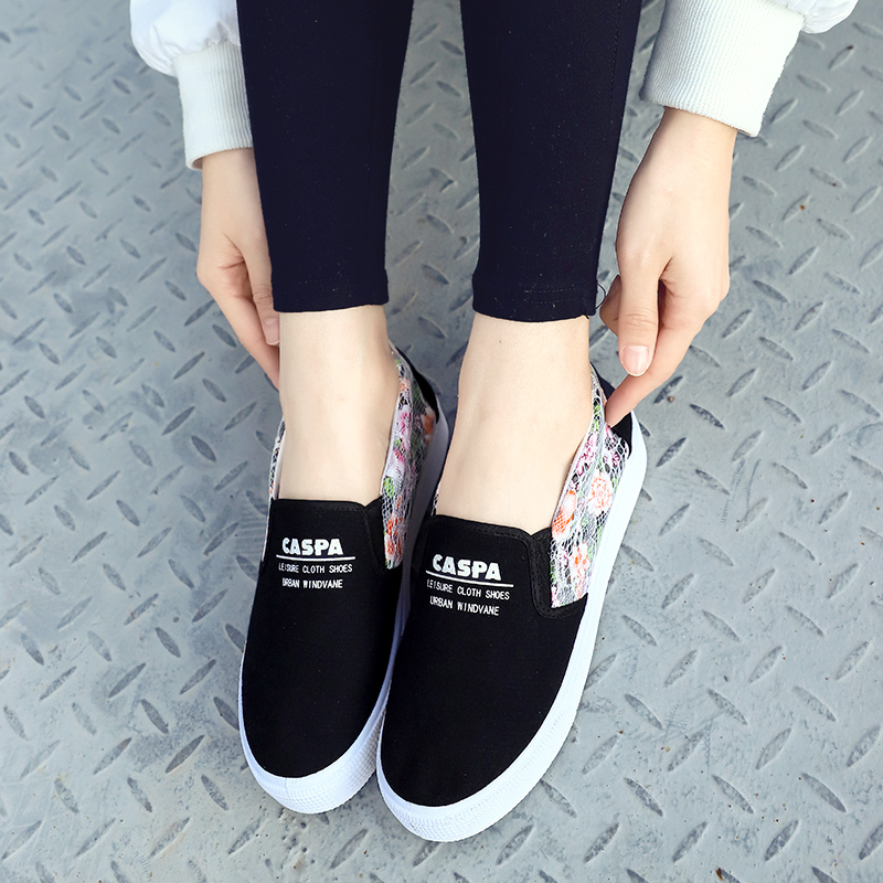 Caspa รองเท้าผ้าใบ แบบสลิป-ออน ผู้หญิง รองเท้าแฟชั่น สไตล์เกาหลี รองเท้าเพิ่มความสูง สำหรับผู้หญิง เสริมส้นสูง T06W