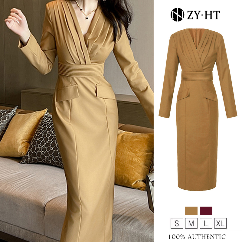 ZY.HT EraVogue เดรสผู้หญิง เดรสสีกากี สีม่วง เดรสแขนยาว เดรสทำงาน เดรสไฮโซ เดรสออกงาน เดรสไปงานแต่ง เดรสฝรั่งเศส 30602 ราคา 1,477 บาท*ส่งฟรี