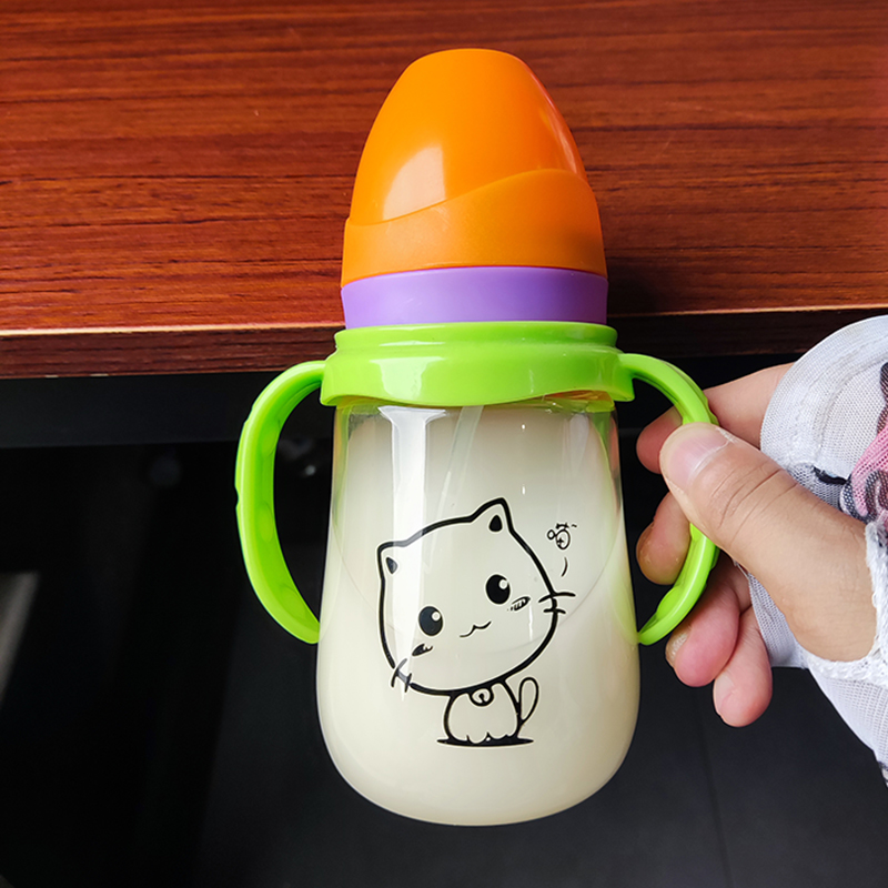 ขวดนม ขวดนมสีชา PPSU famed little bear ขวดนมคอกว้าง ขวดนมเด็ก 10ออนซ์ พร้อมแขนจับ และจุกนม