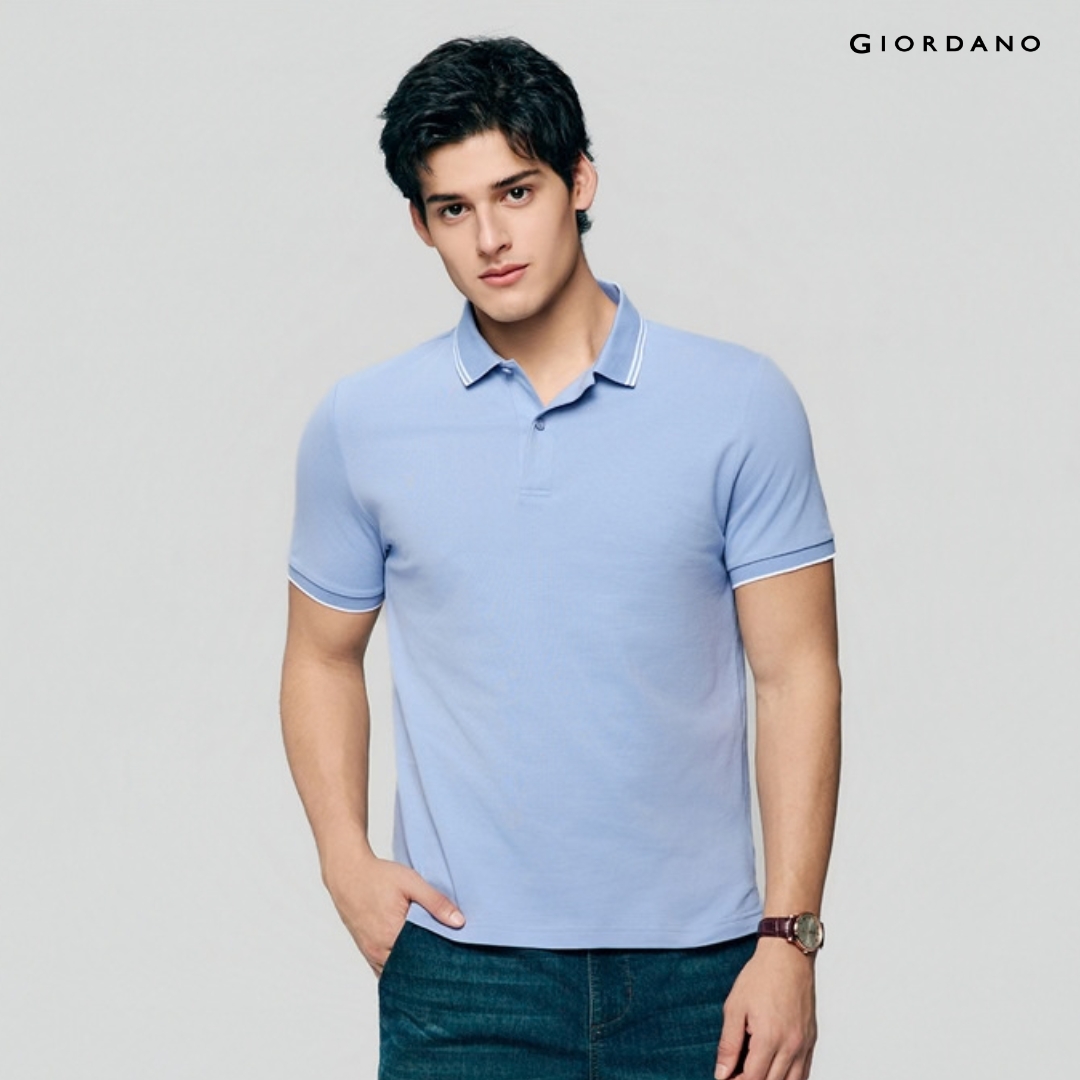 Giordano Men's Slim Cotton Lycra Plain Polo 01016246002 Men's Polo Shirt Giordano Shirt ราคา 693 บาท*ส่งฟรี