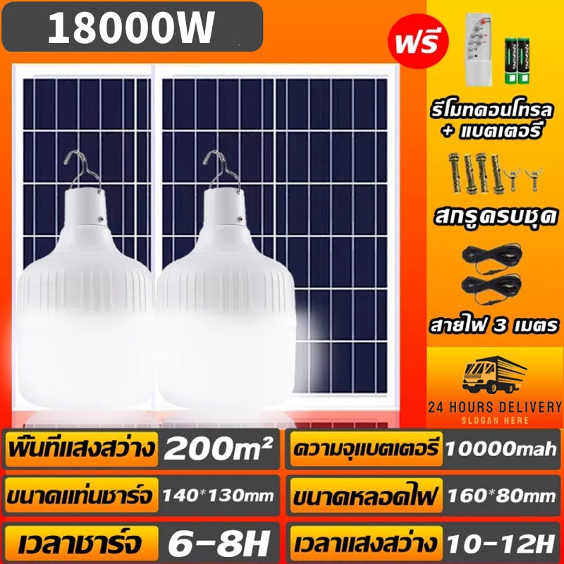 ซื้อ 1 แถม 1 ไฟโซล่าเซลล์ 70000W โซล่าเซลล์ Solar Light ไฟโซล่าเซลล์ ค่าไฟ 0 หลอดไฟโซล่าเซลง ปรับได้ 3 สี ใช้งานง่ายสามารถใช้งานได้ต่อเนื่อง 8-12 ชั่วโมง LED กันน้ำ IP67