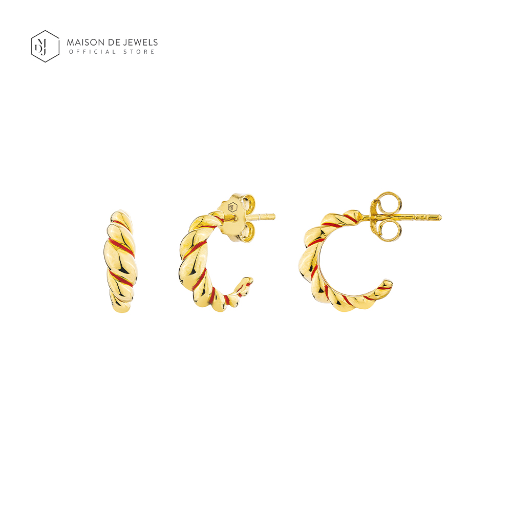 Maison de Jewels - Red Carpet Croissant Huggies ต่างหูเงิน ทอง ครัวซองต์ ผมแดง ต่างหูห่วง ต่างหูออกงาน ต่างหูใส่ทุกวัน ดีไซน์ ต่างหูแบรนด์ ราคา 2,164 บาท*ส่งฟรี