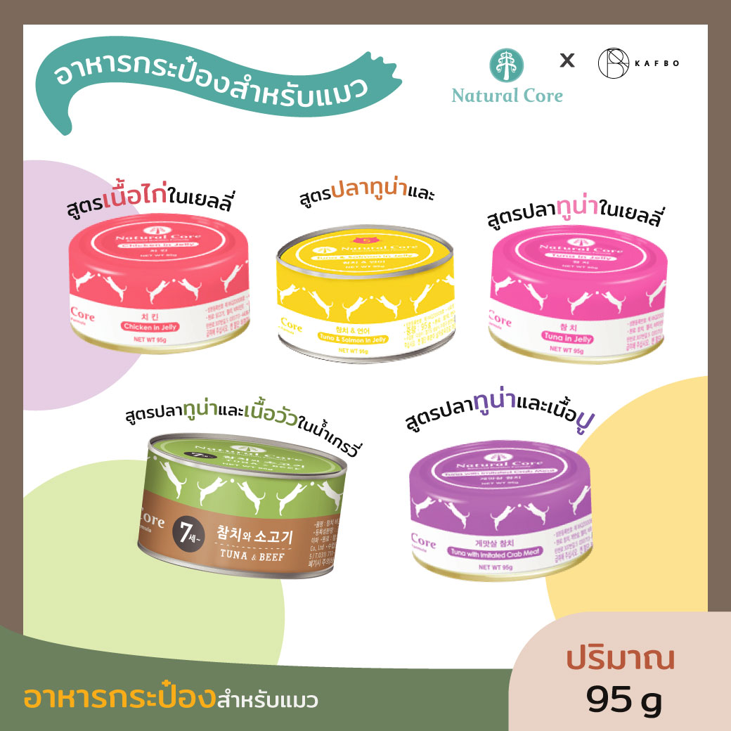 Natural Core อาหารกระป๋องสำหรับแมว อาหารเปียกสำหรับแมว อาหารแมว คุณภาพสูงไม่ใส่เกลือ คุณค่าทางอาหารครบถ้วน ราคา 42 บาท*ส่งฟรี