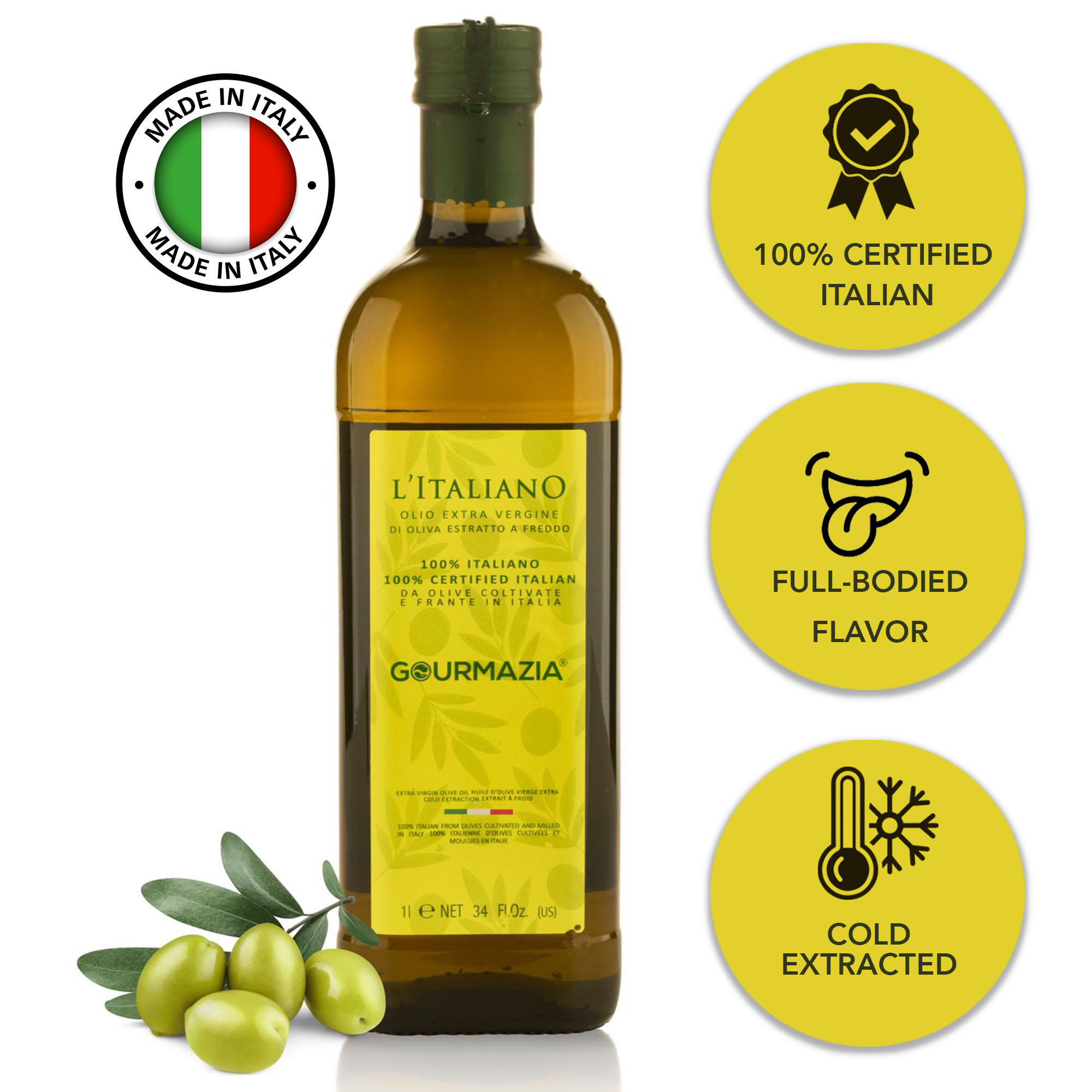 น้ำมันมะกอก เอ็กซ์ตร้า เวอร์จิ้น 1L Extra Virgin Olive Oil น้ำมันมะกอกกิน  อิตาลี 100�rtified Italian