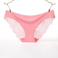 Sexy Women's Panties Seamless Lingerie Transparent Lace Bikini Briefs Plus size Lady Girl Underwear Cotton Fabric Intimates Top