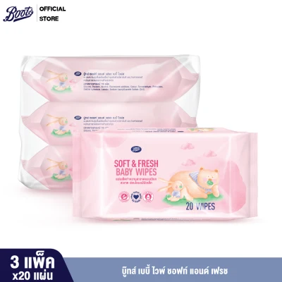 Boots Baby Wipe Soft & Fresh 20 Pieces x 3 packs