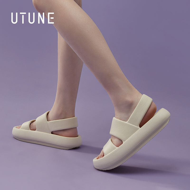 UTUNE Flat Sandals for Women Outdoor Thick Sole Shoes Soft Non-slip Street Sandal ราคา 299 บาท*ส่งฟรี