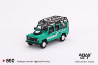 MINI GT No.590 Land Rover Defender 110 1985 County Station Wagon Trident Green RHD MGT00590-R