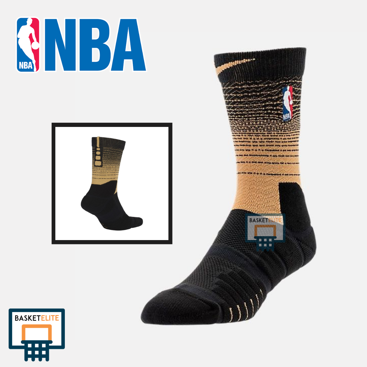 ถุงเท้าบาส NBA Elite Raptors (ทองขาว/ดำขาว)