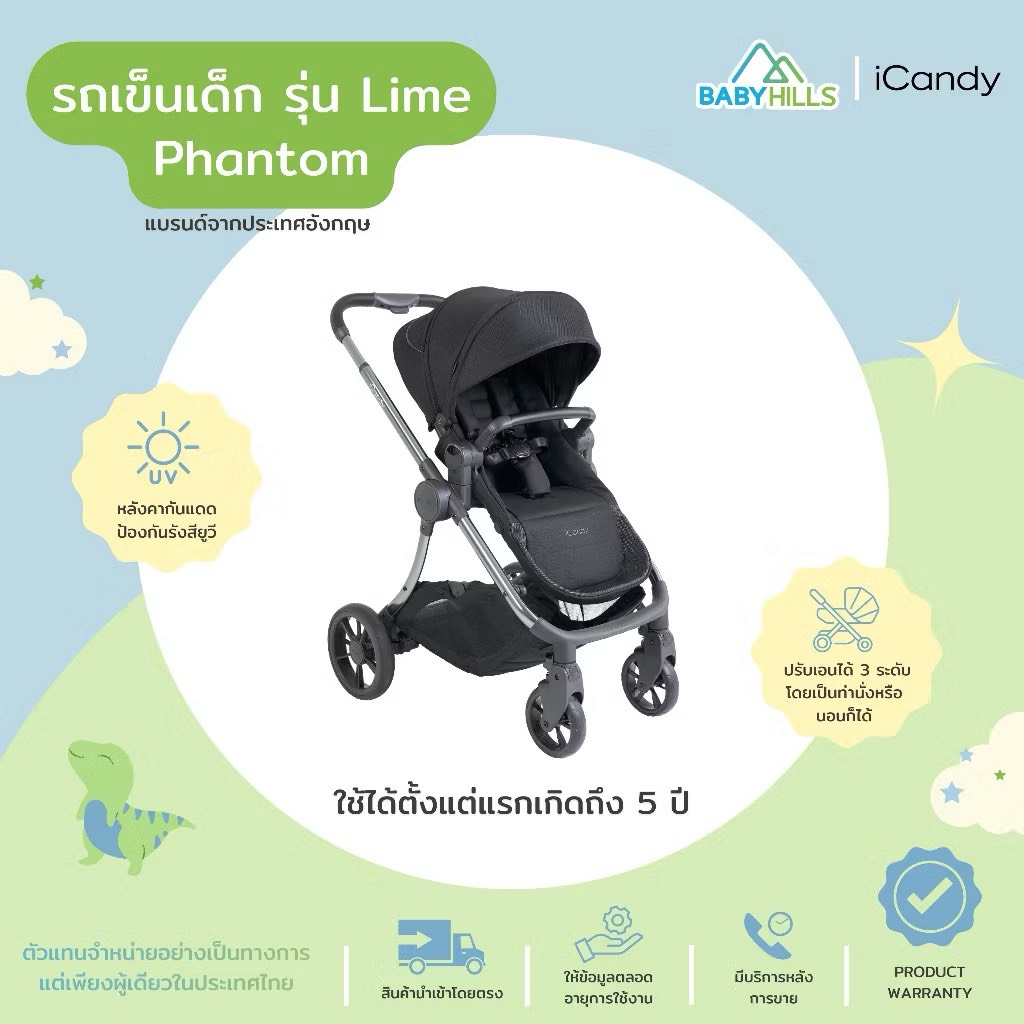 Icandy - Lime Phantom Stroller, Baby Stroller for Newborns - 6 Years Old, with Changing Cloth Set. ราคา 59,990 บาท*ส่งฟรี