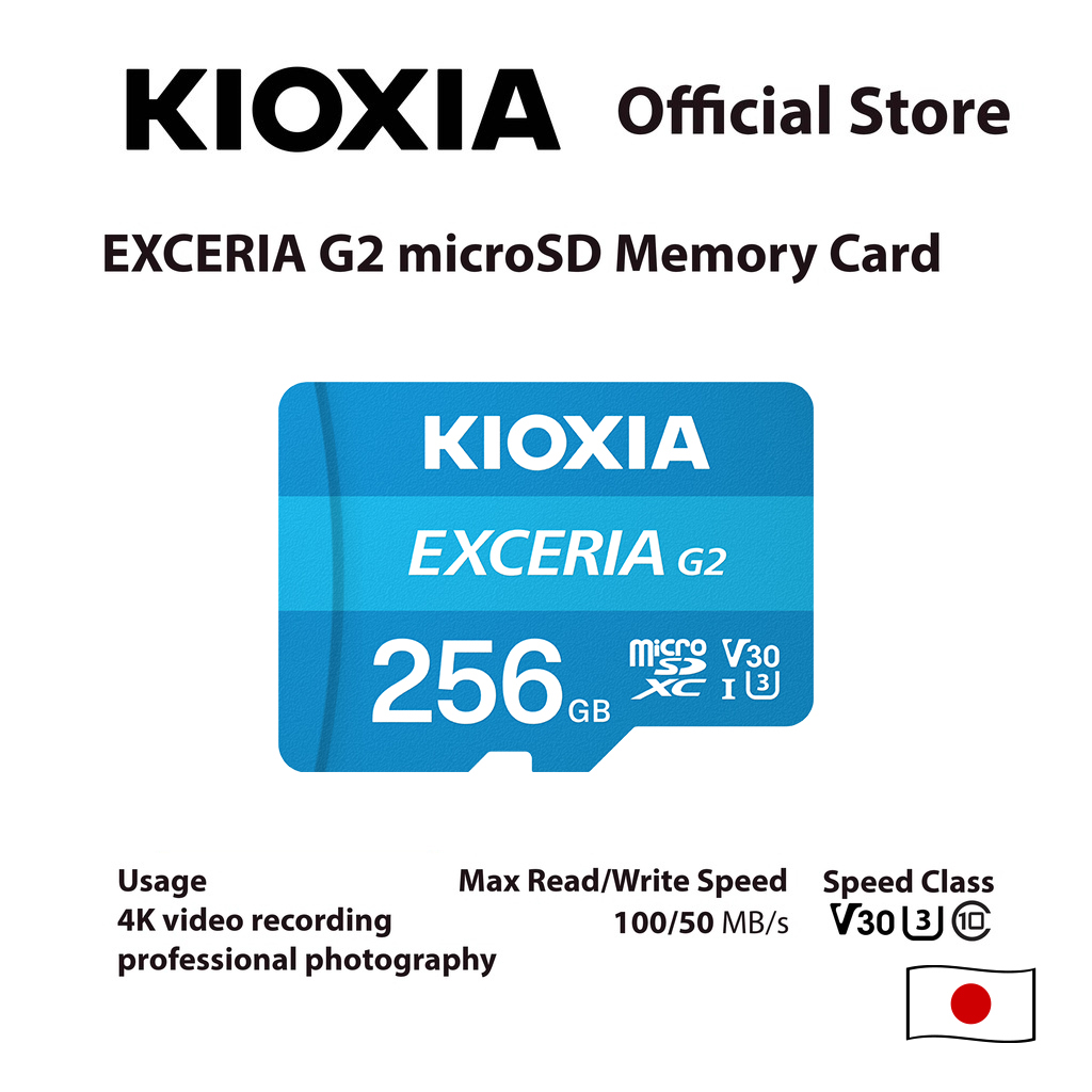 KIOXIA Exceria G2 256GB microSDXC UHS-I U3 V30 4K High-Speed Memory Card for Professional Photography and 4K Video Recording ราคา 1,810 บาท*ส่งฟรี