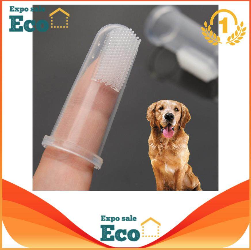 Eco home แปรงสีฟัน สวมนิ้ว หมา แมว สุนัข ซิลิโคน (แพ็ก 1 ชิ้น) สำหรับแปรงฟันและนวดเหงือก Silicone Finger Toothbrush