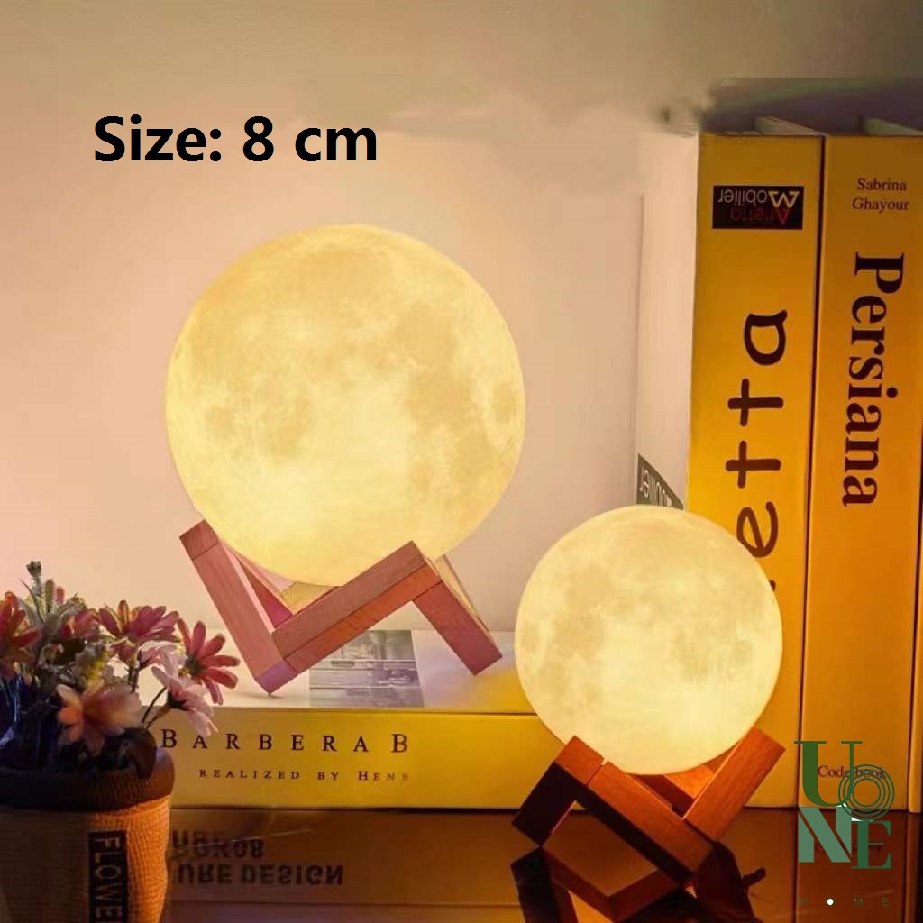 UoneHome พร้อมส่ง H037 โคมไฟดวงจันทร์ โคมไฟดาวเสาร์ 3D พร้อมขาตั้งไม้ ของขวัญวันเกิด ตกแต่งห้องเสมือนจริง