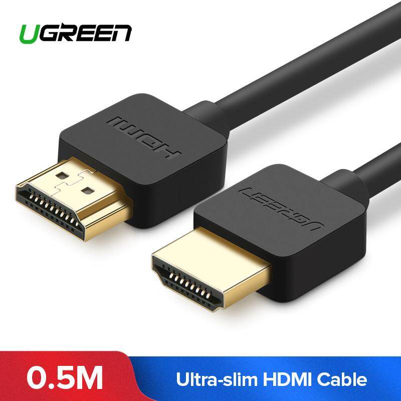 UGREEN 0.5Meter Slim HDMI Cable HDMI to HDMI Cable HDMI 2.0 4K 3D for Apple TV PS3 Projector HD LCD Computer Cables(Black)