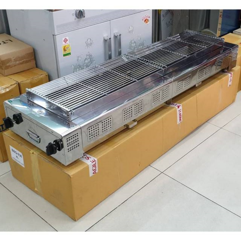 BIGSUN เตาย่าง ''เตา+หัวเซฟตี้+สาย'' ใช้แก๊ส ไร้ควัน สแตนเลส BBQ-936 XL ขนาดตัวเตา 45x150x25 ซม. ขนาดตะแกรงย่าง 30x126 ซม. ราคา 9,029 บาท*ส่งฟรี