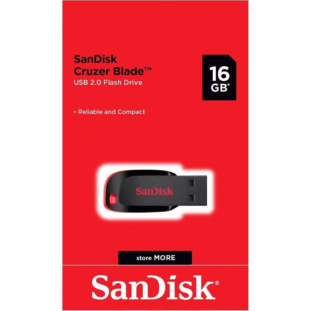 Memory Card Store Sandisk Cruzer Blade 16GB - Black/Red (SDCZ50_016G_B35) ( แฟลชไดร์ฟ usb Flash Drive )