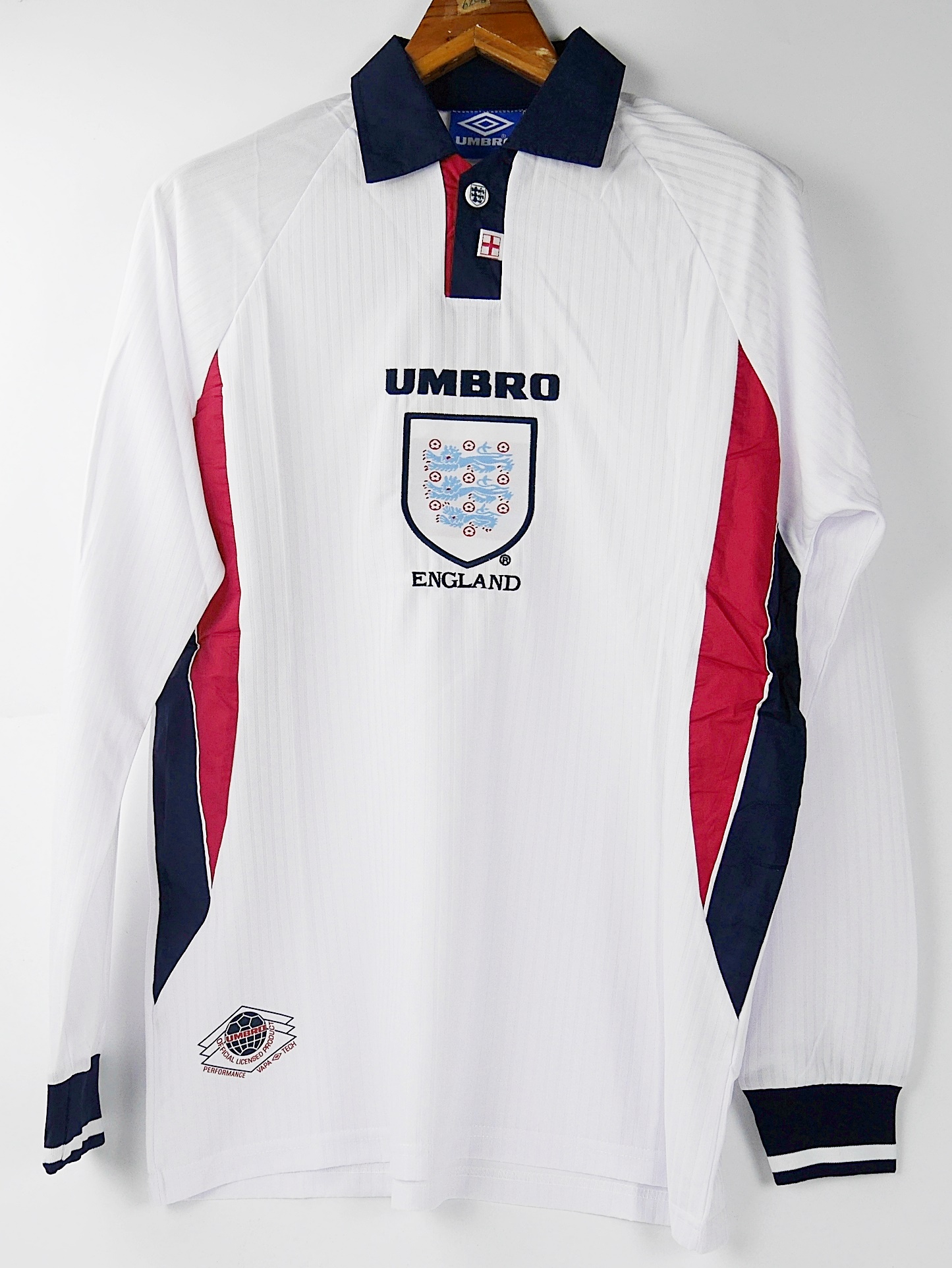 ENGLAND HOME WC 1998 LONG SLEEVED RETRO FOOTBALL SHIRT SOCCER JERSEY