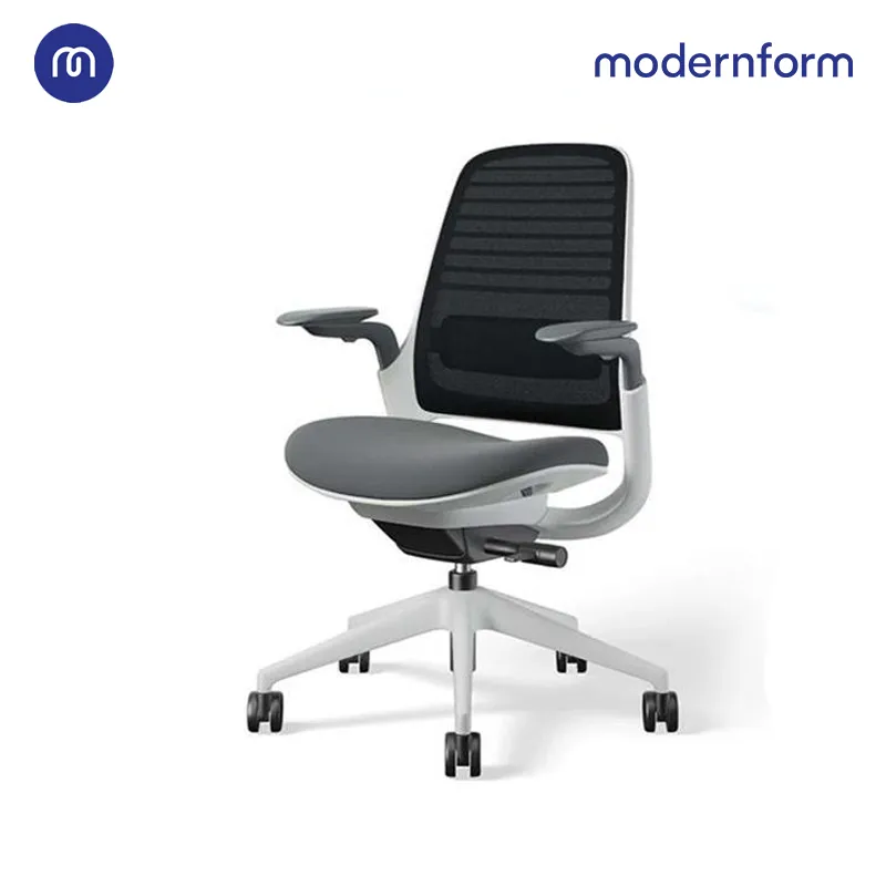 Modernform เก้าอี้ Steelcase ergonomic รุ่น Series1 พนักพิงกลาง สีดำ เบาะสีเทา  เก้าอี้เพื่อสุขภาพ เก้าอี้ผู้บริหาร เก้าอี้สำนักงาน เก้าอี้ทำงาน เก้าอี้ออฟฟิศ เก้าอี้แก้ปวดหลัง  มีอุปกรณ์รองรับเอวปรับได้ ปรับน้ำหนักตามผู้นั่งอัตโนมัติ