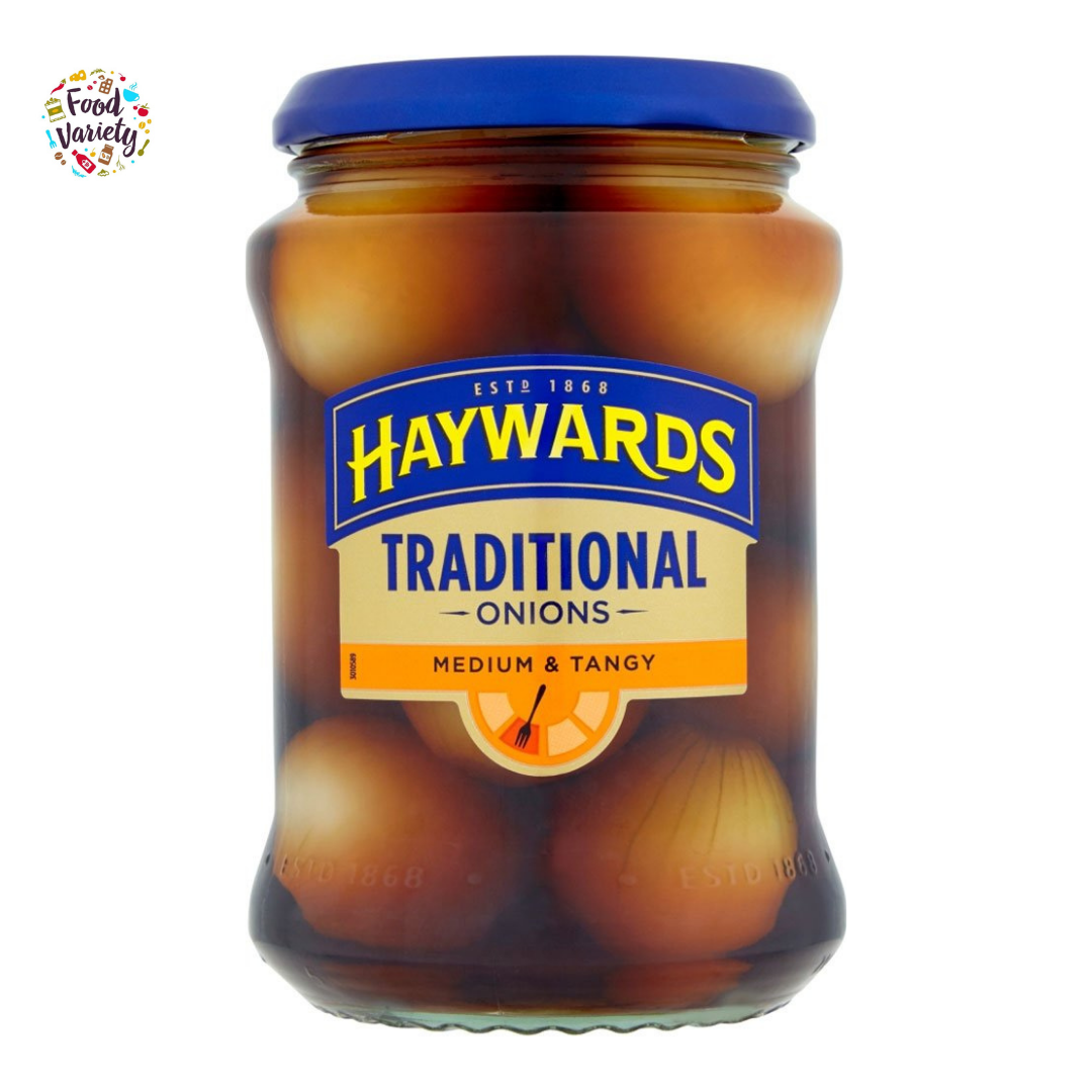 Haywards Traditional Onions Medium & Tangy 400g หัวหอมดองในน้ำส้มสายชู 400g