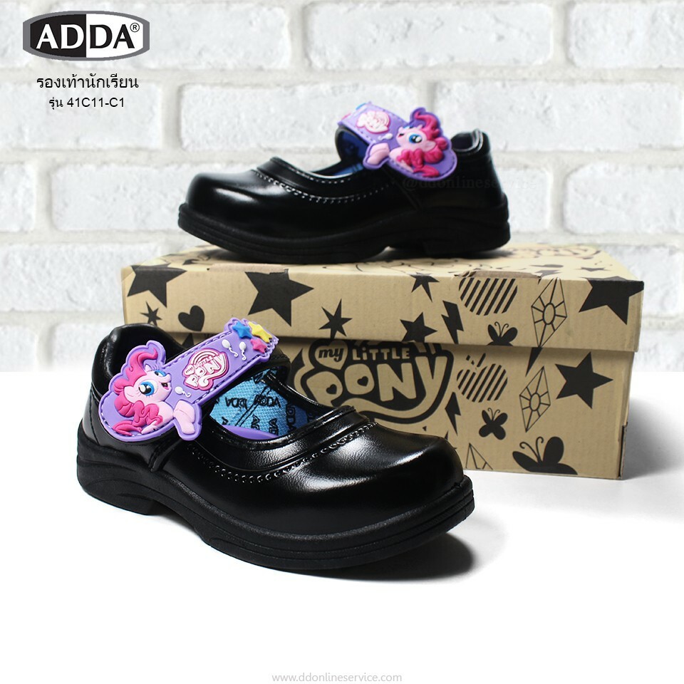 ADDA รองเท้าเด็กอนุบาลหญิง รองเท้านักเรียน รองเท้าหนังสีดำ ADDA PONY รุ่น 41C11 ของแท้ (ค่าส่งถูก)