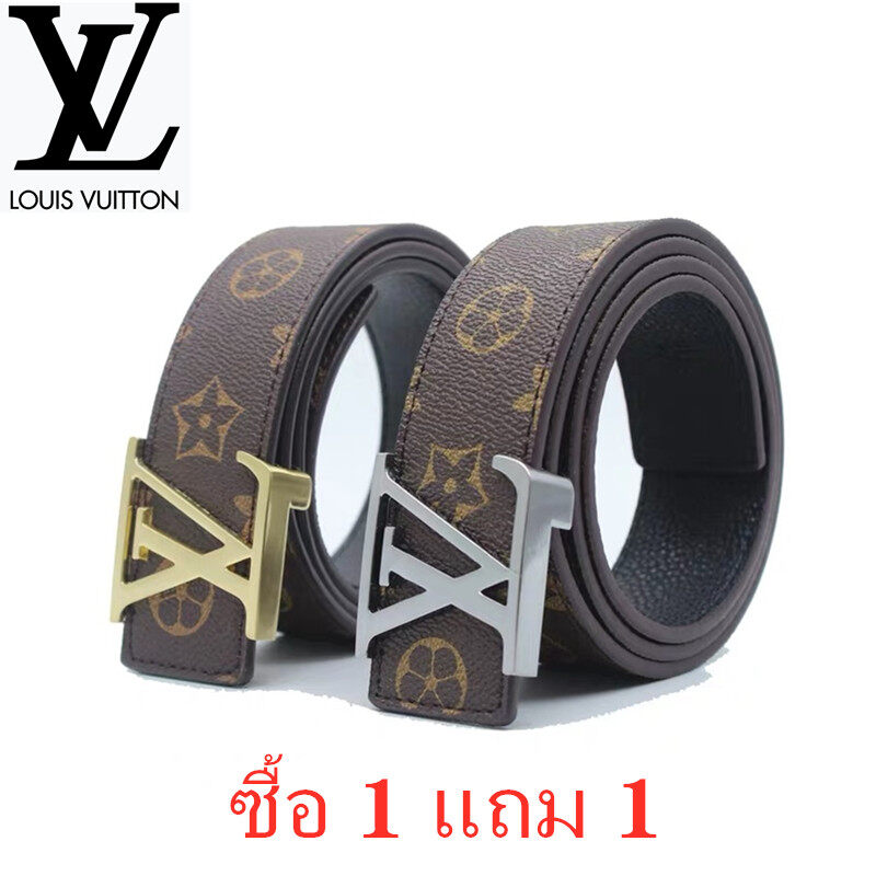 [ซื้อ1แถม1] LOUIS VUITTON เข็มขัดหนัง ผู้ชาย รับประกันคุณภาพสินค้า เข็มขัดผู้ชาย คลาสสิก Belt เข็มขัด