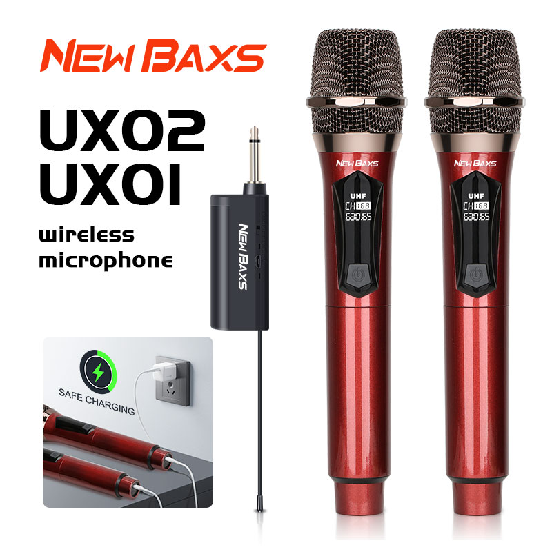 Newbaxs ux01/ux02/ux04 wireless microphone 2 handheld microphone 50m receiving distance UHF FM cyclic rechargeable KTV Party Weddings stage band 100% microphone ราคา 195 บาท*ส่งฟรี