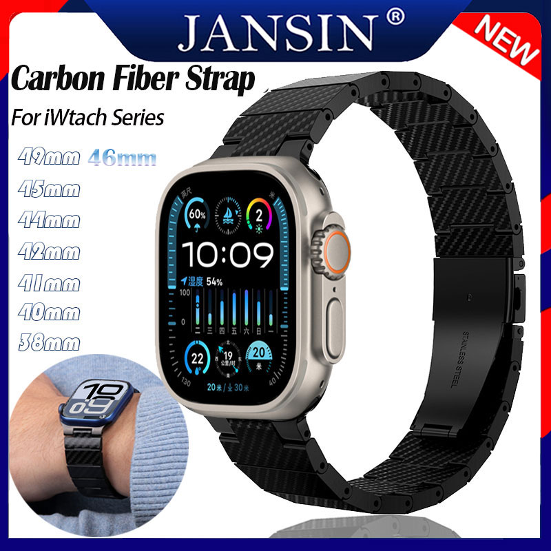 สาย สําหรับ Apple Watch 10 Ultra 2 สาย 49mm Premium Carbon Fiber สายนาฬิกา Luxury Watch Bracelet สําหรับ iwatch series Ultra 10 9 8 7 6 5 4 3 SE 2 46mm 45mm 41mm 44mm 40mm 42mm 38mm ราคา 719 บาท*ส่งฟรี