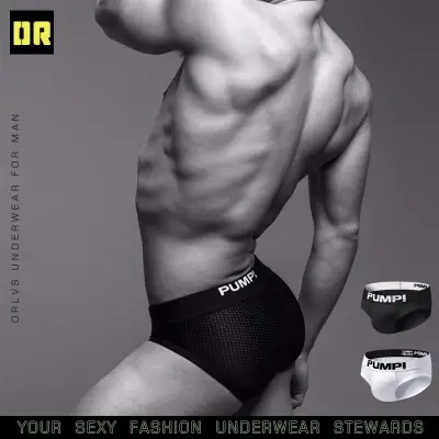 Men mesh underwear briefs bag breathable comfortable male model celebrity pants