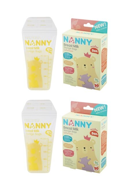 NANNY ถุงเก็บน้ำน้ำนมแม่แนนนี่รุ่นใหม่ ถุงหนายิ่งขึ้น 5 oz 30 ชิ้น ถุงสีเหลือง ราคาถูกที่สุด #ของใช้เด็ก #เด็กเล็ก  (Breast milk storage bag) 30pcs, 5oz