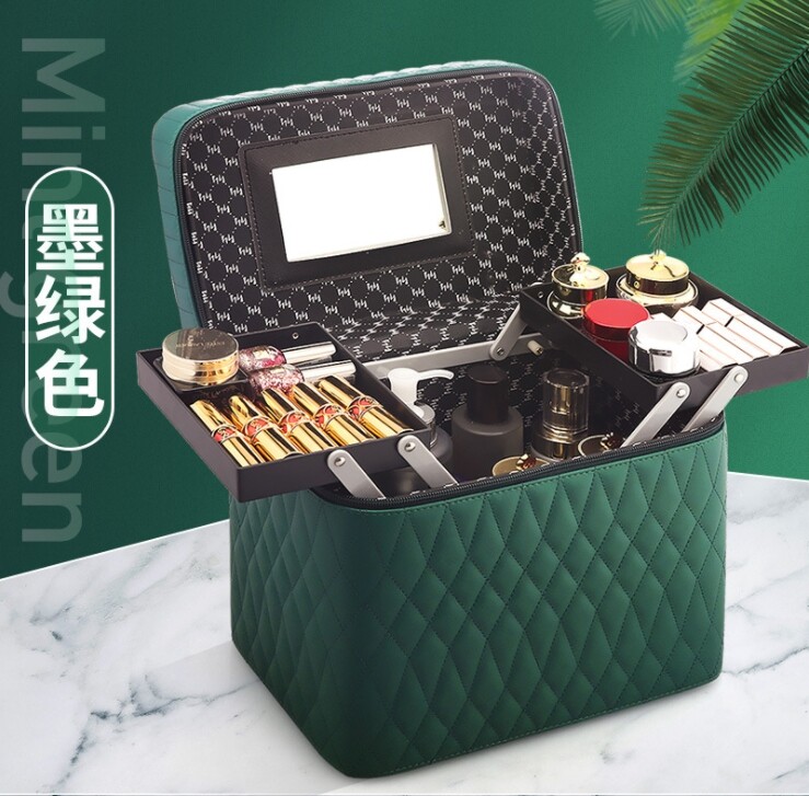 กล่องเก็บเครื่องสำอางสำหรับพกพา สวยหรู Cosmetic Box มี 4 สีให้เลือก 2 ถาด  กระเป๋าเดินทาง กระเป๋าผู้หญิง กระเป๋าแฟชั่น