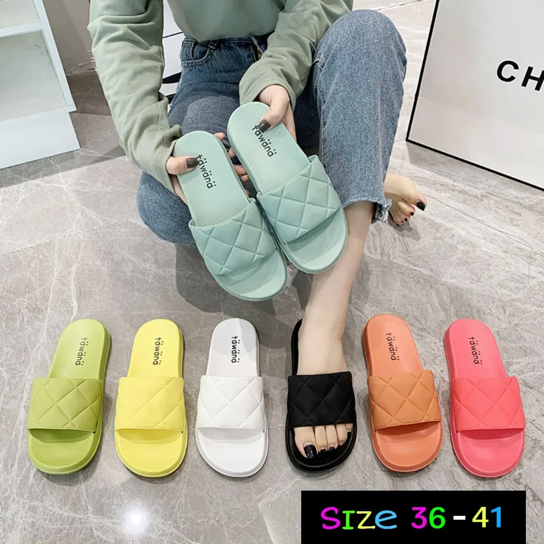 💢พร้อมส่ง💢 รองเท้าแตะ รองเท้าผู้หญิง พื้นนิ่ม กันลื่น ใส่สบาย รองเท้าแฟชั่น สไตล์เกาหลี ลายเรียบหรู สีพาสเทล