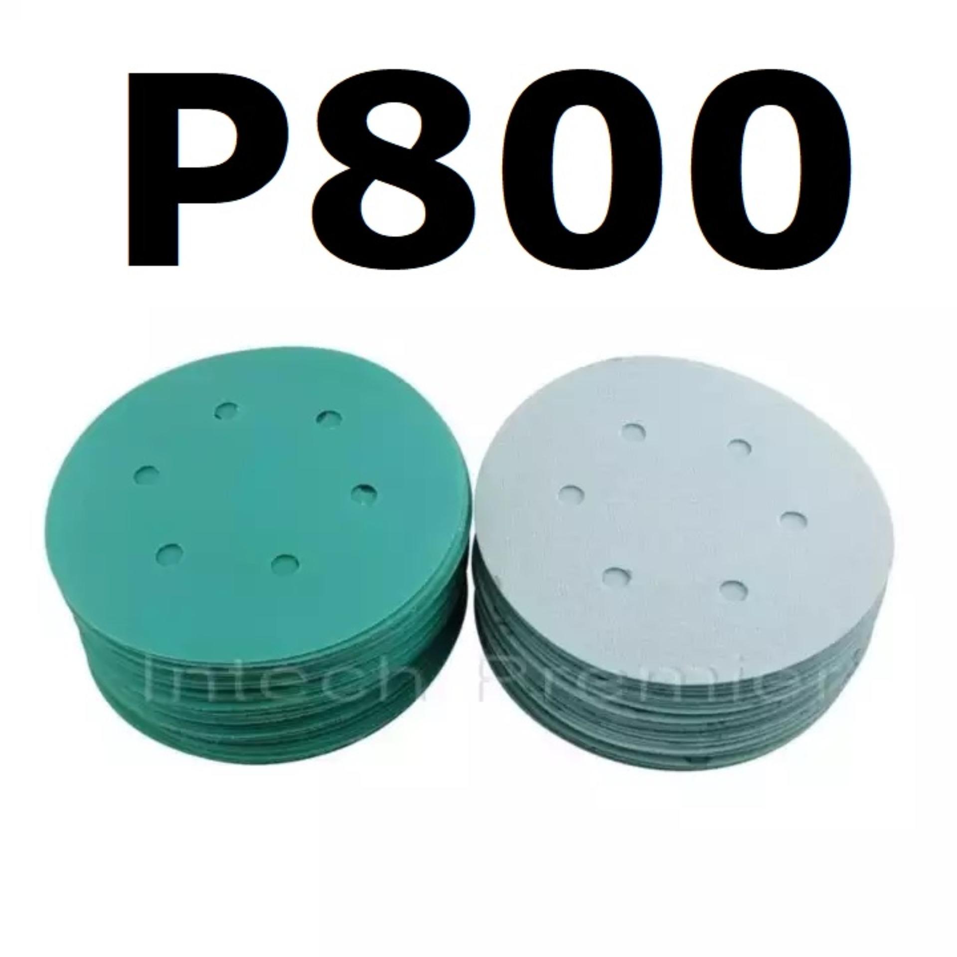 กระดาษทรายกลม P800 6นิ้ว 6รู (100 แผ่น) Hook Velcro Grit Wet/Dry Sanding Discs