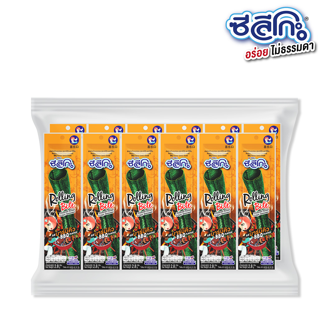 Seeliko Rolling Bite Crispy Roasted Seaweed Rolls, Barbecue Flavor (Pack of 12 Pieces, Clear Bag Type) ราคา 55 บาท*ส่งฟรี