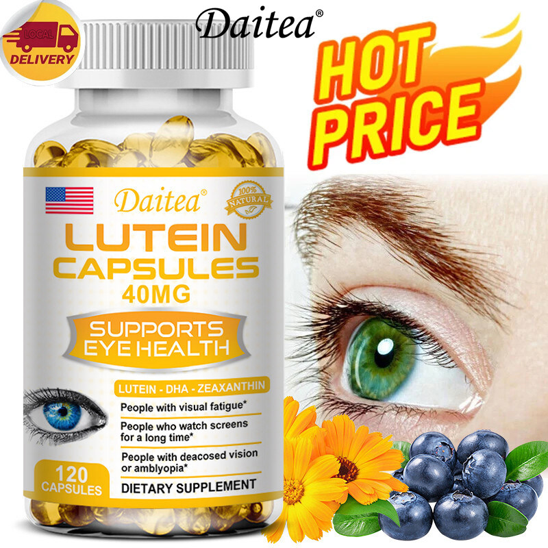 Lutein and zeaxanthin eye vitamins, bilberry extract supplement, improve vision and reduce eye fatigue