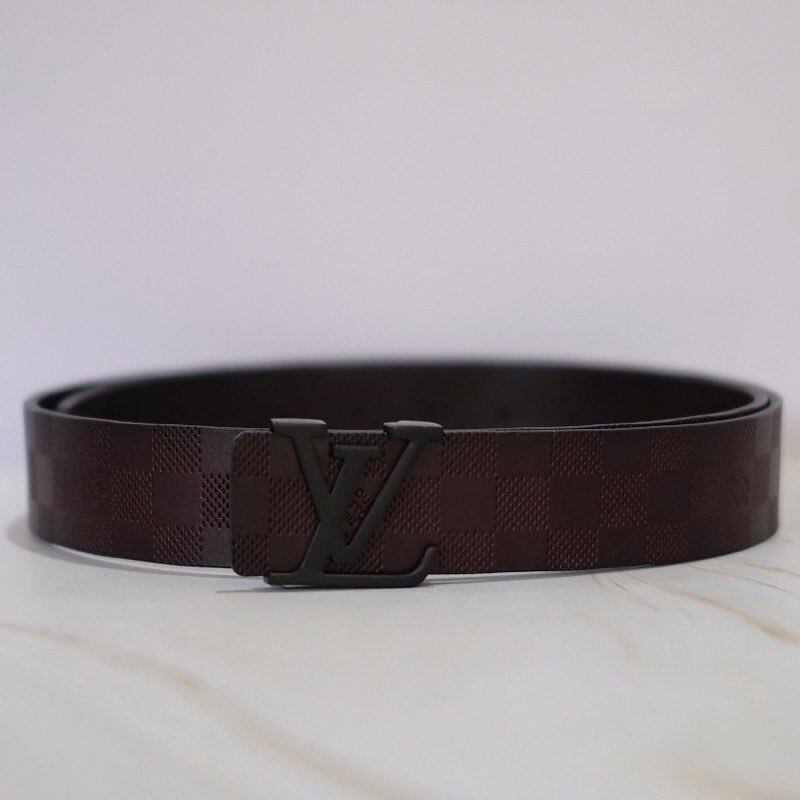 เข็มขัดหลุยส์ หนังแท้ ปั้มโลโก้บนสาย ลายตาราง สีดำ สีน้ำตาล LV Belt for men เข็มขัดหนัง เข็มขัดแบรนด์เนม