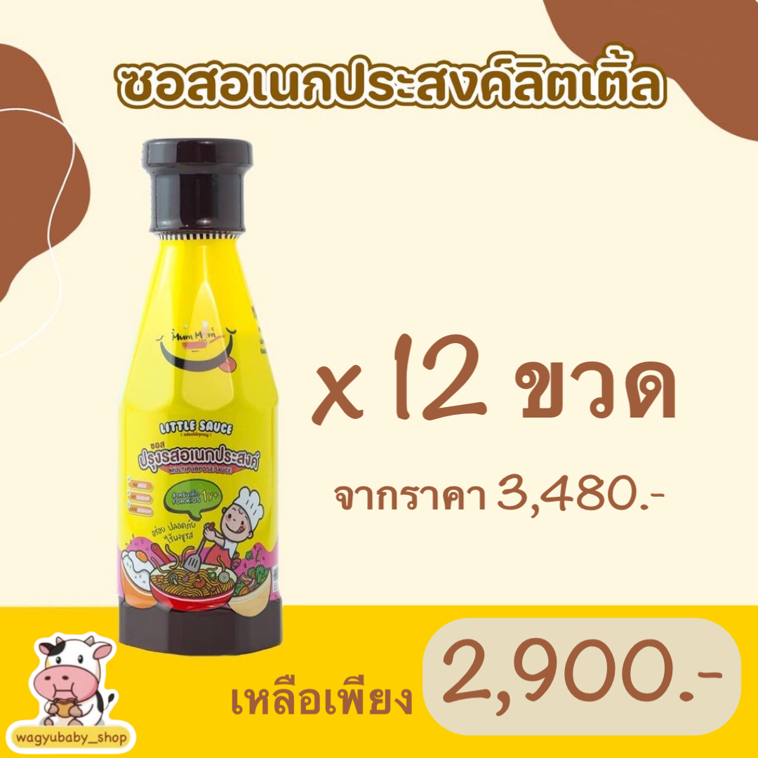 MUMMUM Little Sauce 12 ขวด ซอสสำหรับเด็ก1ปีขึ้นไป โซเดียมต่ำ มีฮาลาล กลูเตนฟรี อร่อยถูกใจดีต่อไตลูก ปราบเด็กกินยาก ราคา 2,900 บาท*ส่งฟรี