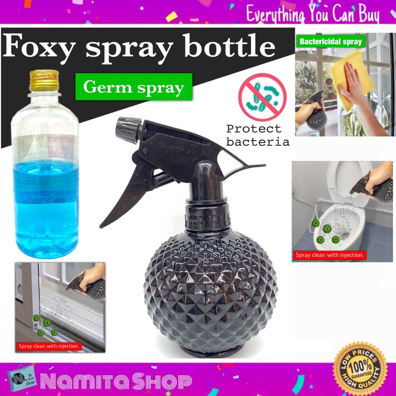 Namita Foxy Foggy Spray ฟอกกี้ สเปรย์ฉีดน้ำ ฉีดแอลกอฮอล์ กระบอกฉีดแอลกอฮอล์ อเนกประสงค์ หัวฉีดละออง ขาฉีดสปริง ดีไซน์สวยทรงกลม 3 มิติ