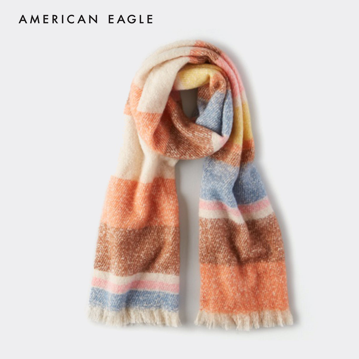 American Eagle Striped Blanket Scarf ผ้าพันคอ ผู้หญิง ลายตรง(042-9571-900)