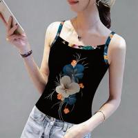 XANLYSHE เสื้อกล้ามแขนกุดพิมพ์ลายดอกไม้สำหรับผู้หญิง รูปทรงกระชับ เหมาะกับฤดูร้อน