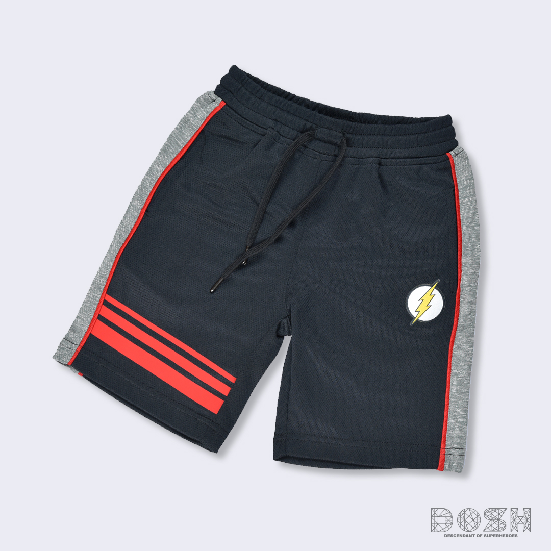 DOSH KIDS: กางเกงขาสั้น ผ้าโพลี สีดำ ลิขสิทธิ์์แท้ THE FLASH เด็กผู้ชาย 2-10ปี รุ่นPDWJBR5019