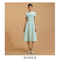 [asava ss25] Zinnia Cut-out Dress เดรสผู้หญิง ทรงเอ คอกลม แขนสั้น แต่งดีเทลคัทเอาท์ กระเป๋าข้าง ซิปและตะขอหลัง ตัดต่อผ้าลายมัวเรสองสี