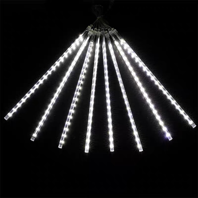 ชุดหลอดไฟดาวตก ไฟวิ่งแบบยาว ชุด8หลอด หลอดยาว80cm ไฟตกแต่งประดับ LED กันน้ำ ไฟกระพริบคริสต์มาสปีใหม่เทศกาล ใช้กลางแจ้งได้ หลายสีให้เลือก