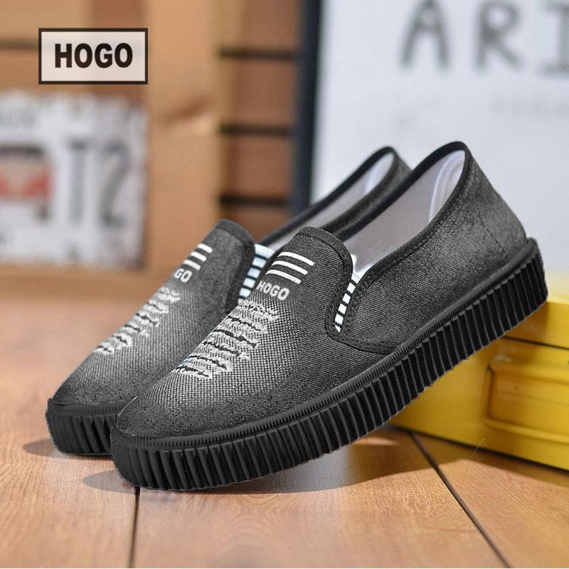 HOGO รองเท้าผ้าใบ รองเท้าผ้าใบผู้หญิง slipon สุดแนว พื้นสีดำ ใส่ลุย ไม่กลัวเลอะ รองเท้าผู้หญิง รองเท้าแฟชั่น