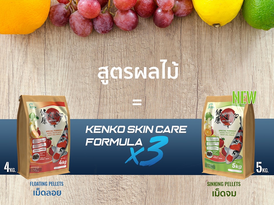 [4 Kg./ 5 Kg.] 🐟 อาหารปลา kenko สูตรบำรุงผิว 3 ส่วน (kenko skin care x 3) ราคา 990 บาท*ส่งฟรี