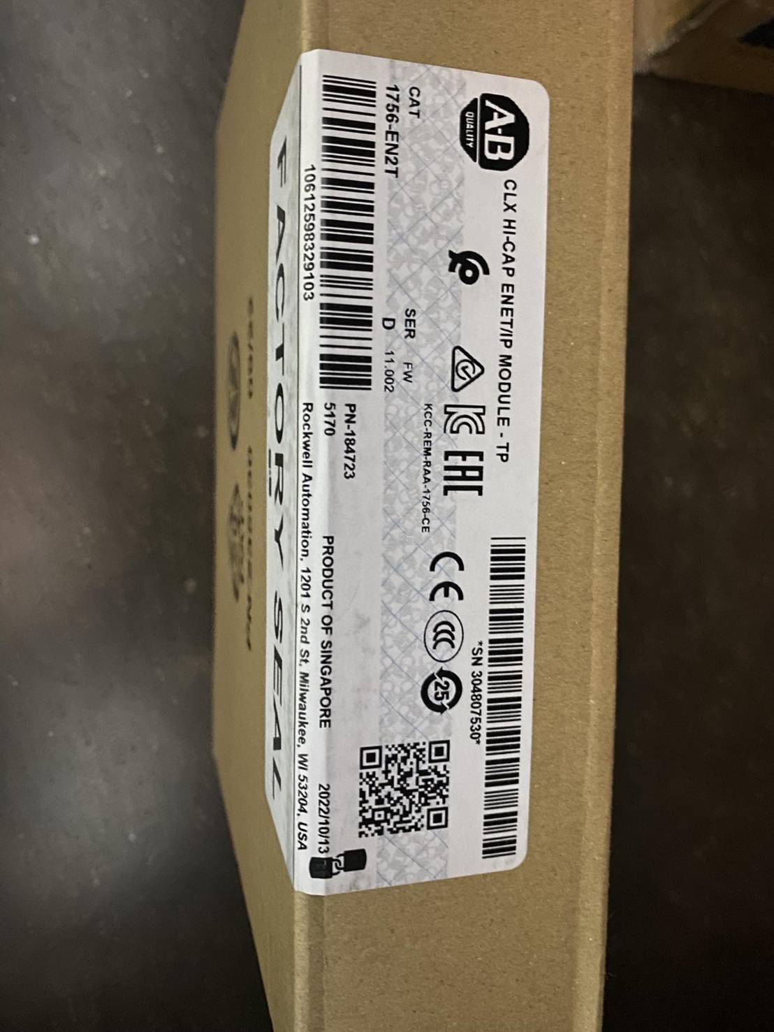 New AB Allen Bradley 1756-en2t CLX enet/ip 100m ราคา 65,000 บาท*ส่งฟรี