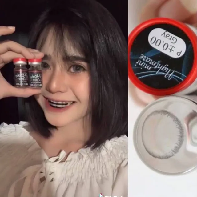 คอนแทคเลนส์ Pitchylens : Mini Night mare ฝาแดง ลายใหม่ ฮิตสุด สีเทา สีน้ำตาล