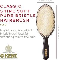 KENT Classic Shine Hairbrush แปรงขนหมูป่าสีขาวแท้ สำหรับผมบาง 100% Pure Bristle แบบมีด้าม