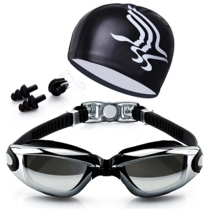สินค้า ชุดแว่นตาว่ายน้ำ Anti - FOG กันน้ำ อุปกรณ์เสริมว่ายน้ำ ชุดนุ่ม คลิปหนีบจมูก, ปลั๊กหู และหมวกว่ายน้ำ สำหรับสตรีและผู้ชาย