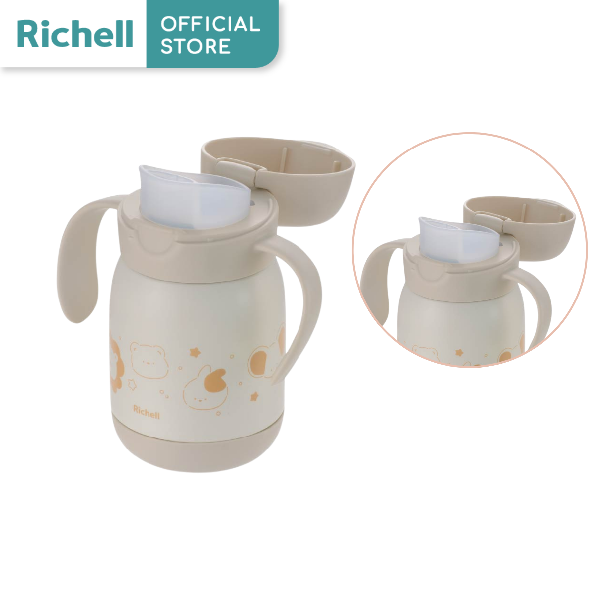 Richell Baby(ริเชลล์) T.L.I Insulated Bottle แก้วเก็บความเย็นพกพาสำหรับเด็ก มาพร้อมหูจับถนัดมือ ขนาด 300มล.